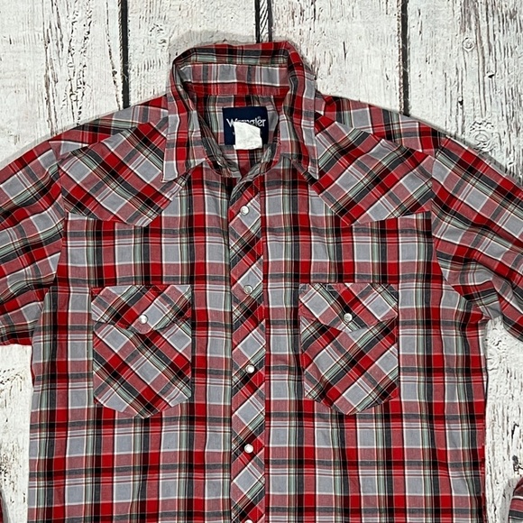 Vintage Western Pearl Snap Rancher Cowboy Rockabilly Plaid Button Down Shirt - Picture 2 of 4